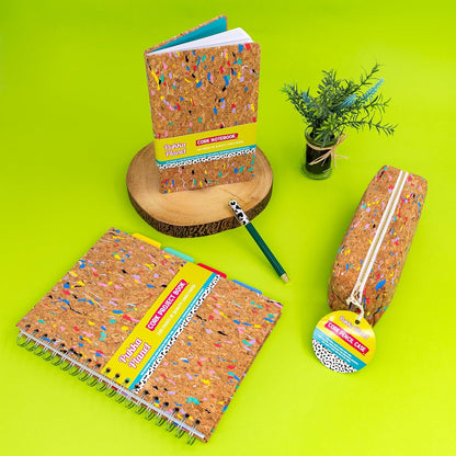 Pukka Pad, Pukka Planet B5 Cork Project Book – Twin Wire Bound Notebook with 200 Pages, 100 Sheets of FSC Recycled, 8mm Lined, 80GSM Paper for Home, School, and Office Organisation – 21.7 x 18.1cm