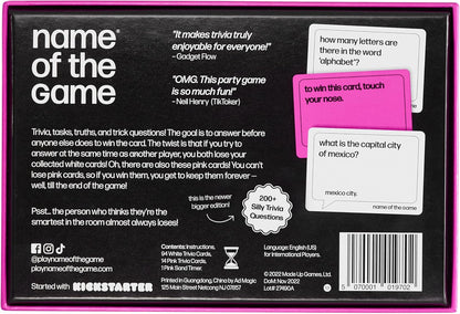 Name of the Game - Funny Party Game for Adults, Family, Friends, and Teens | 3+ Players | Trivia Card Game for Dinner Party, Birthday, and Travel