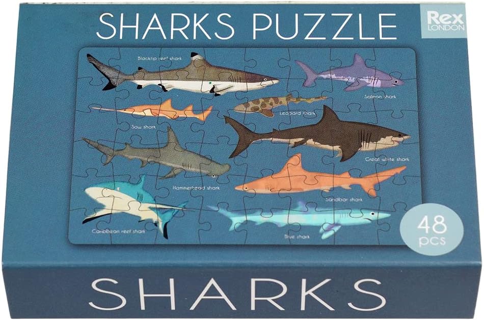 48 Pieces Sharks Mini Matchbox Puzzle