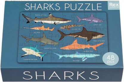 48 Pieces Sharks Mini Matchbox Puzzle