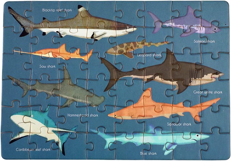 48 Pieces Sharks Mini Matchbox Puzzle