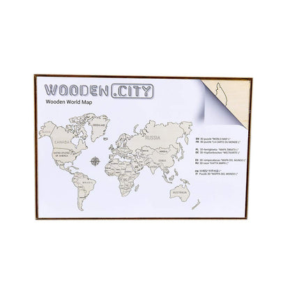 Wooden City World Map XL 120 x 80 Cm, Wooden Color, one Size
