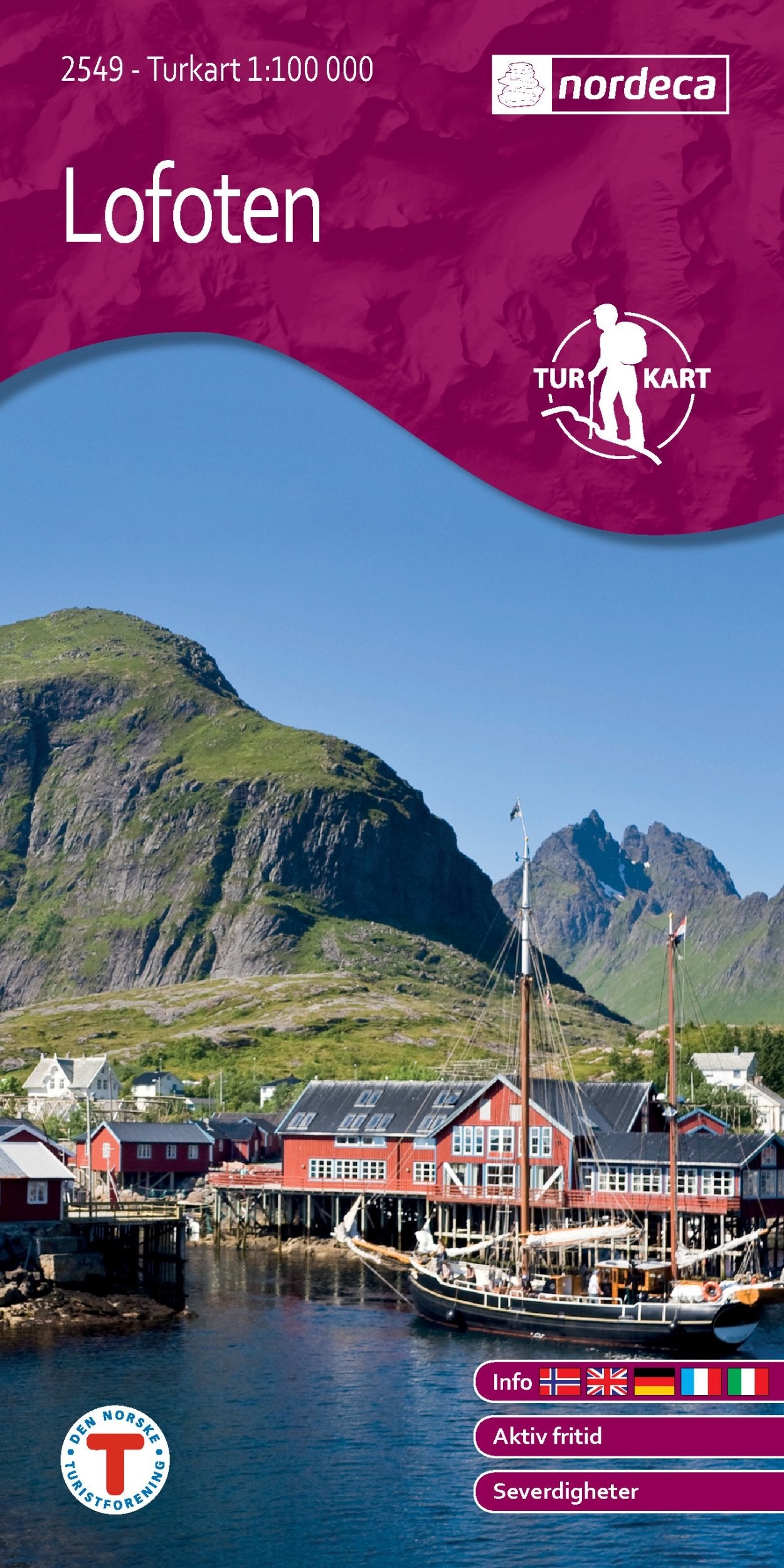 Lofoten 1:100 000 topographic hiking map Norway