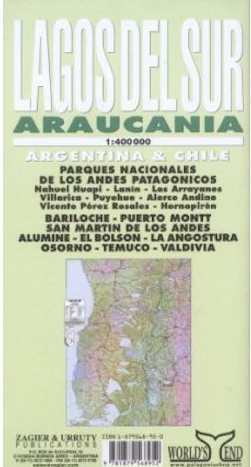 Lagos Del Sur Araucania Map: Bariloche, Puerto Montt, Nahuel Huapi, Andes Patagonicos