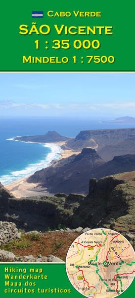 Cape Verde: São Vicente 1:35000, Mindelo 1:7500. Hiking map and city plan