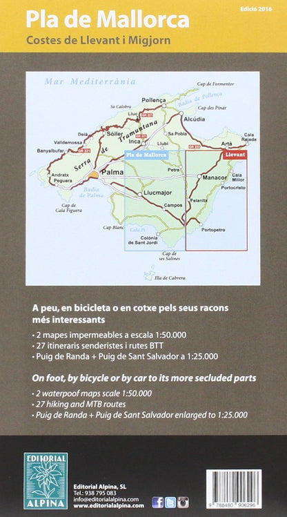 Mallorca Centr.Plain-East+South Coast hiking&MTB map&guide