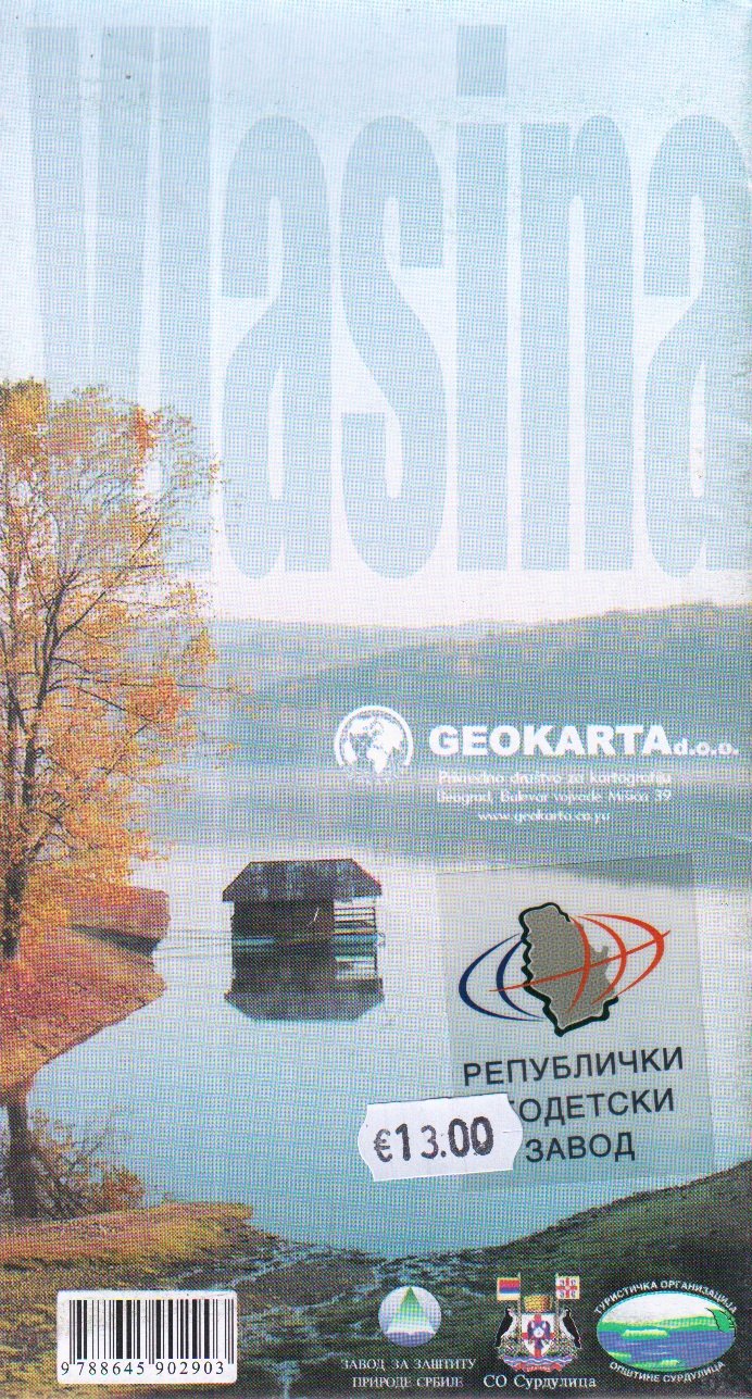 Serbia Wanderkarte Vlasina Lake 1:30.000
