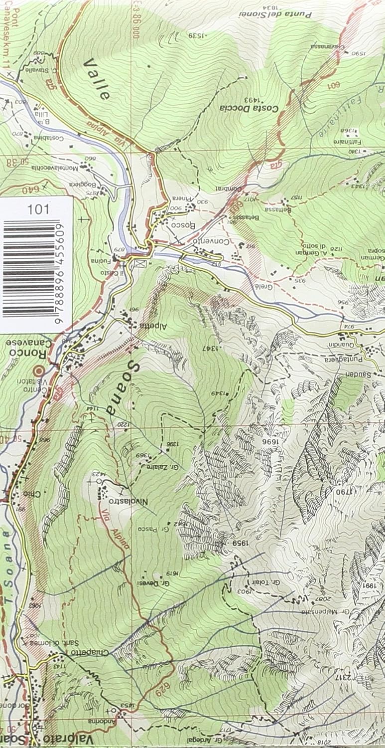 Carta n. 101 Gran Paradiso, la Grivola, Cogne 1:25.000. Carta dei sentieri e dei rifugi