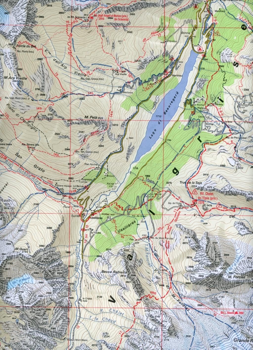 Carta n. 102 Valsavarenche, val di Rhemes, Valgrisenche. Carta dei sentieri e dei rifugi: Valsavarenche / Val di Rhêmes / Valgrisenche / Parco nazionale Grand Paradiso