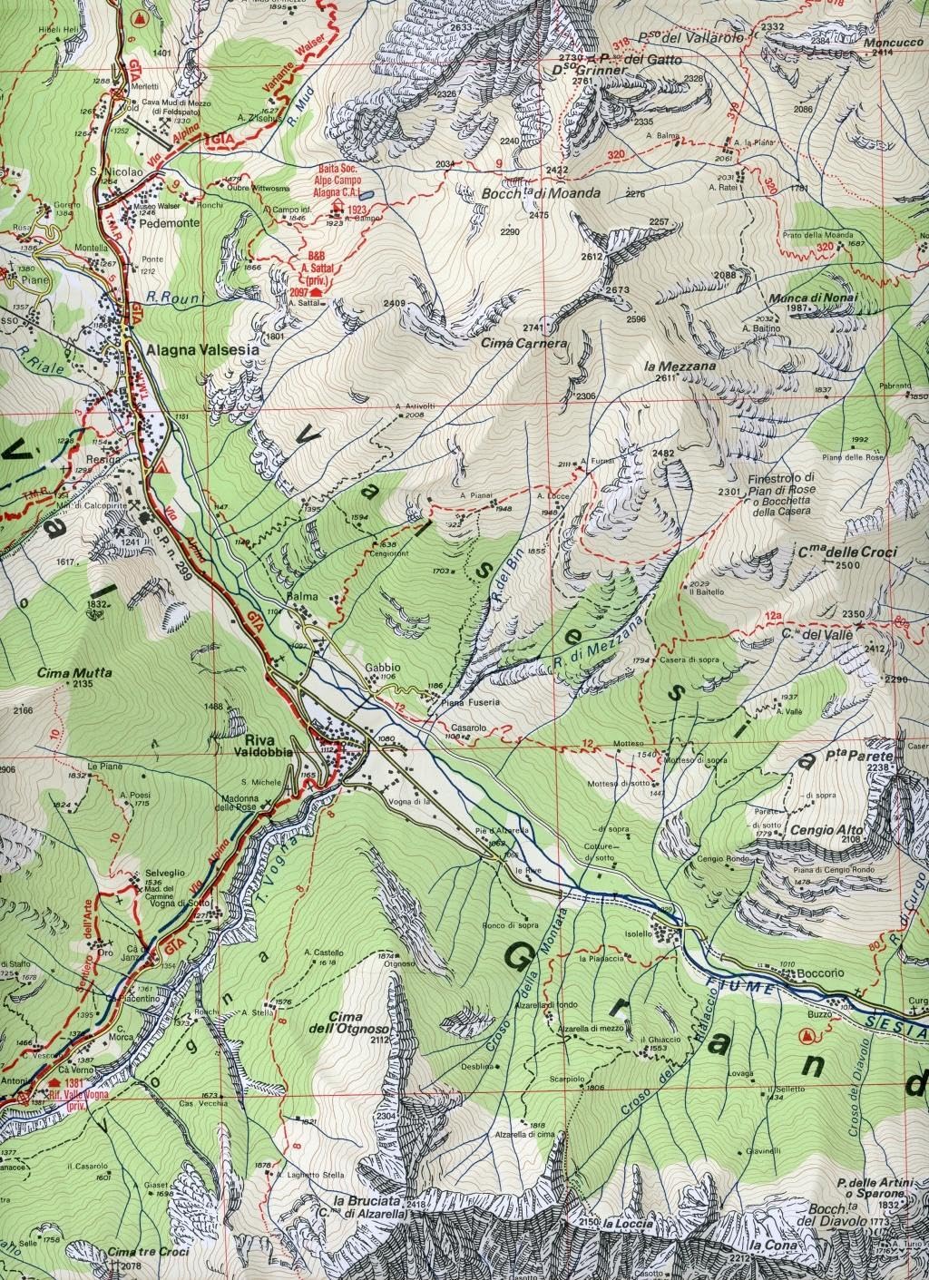 Carta N. 109 Monte Rosa, Alagna Valsesia, Macugnaga, Gressoney 1:25.000. Carta Dei Sentieri E Dei Rifugi