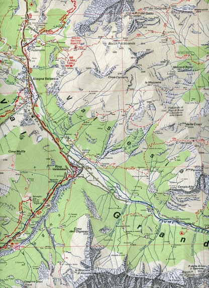 Carta N. 109 Monte Rosa, Alagna Valsesia, Macugnaga, Gressoney 1:25.000. Carta Dei Sentieri E Dei Rifugi