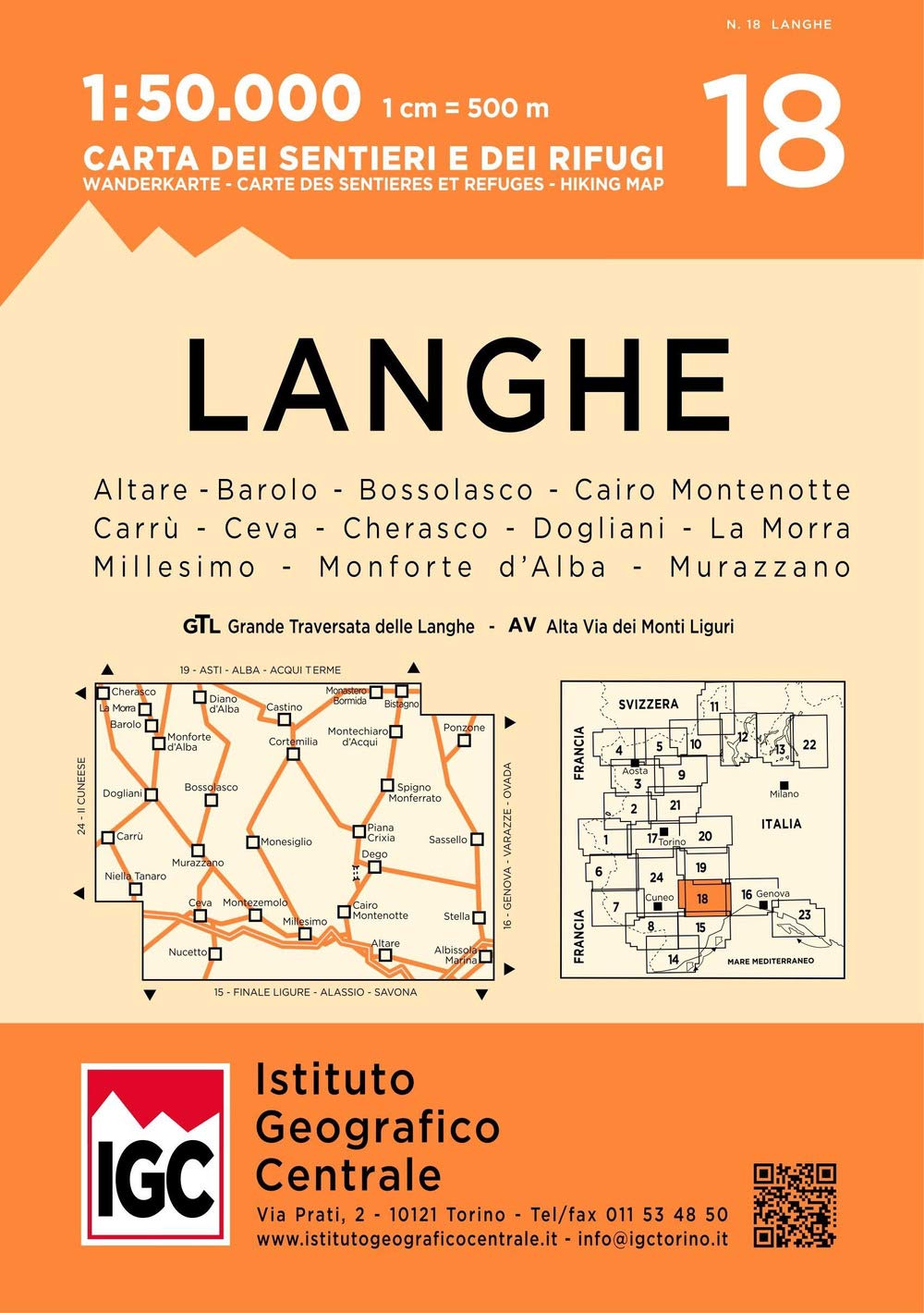 Carta N. 18 Langhe Meridionali 1:50.000. Carta Dei Sentieri E Dei Rifugi