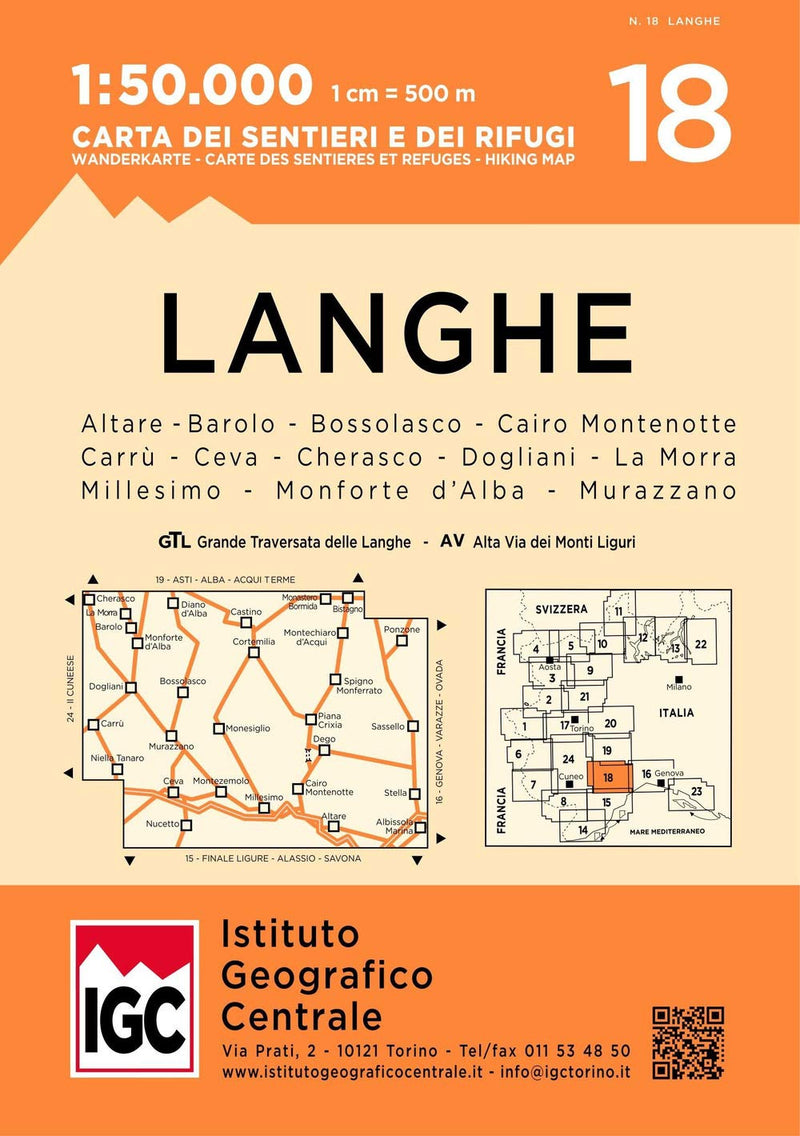 Carta N. 18 Langhe Meridionali 1:50.000. Carta Dei Sentieri E Dei Rifugi