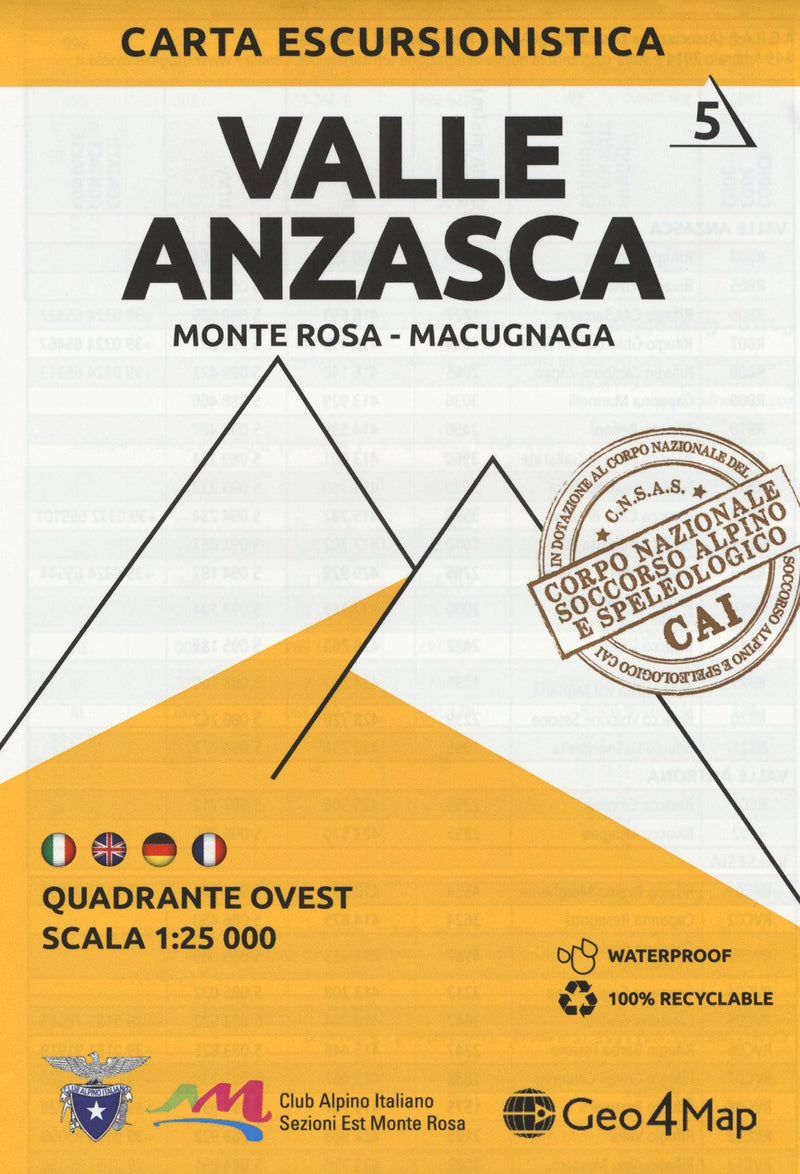 Valle Anzasca Ovest 1 : 25.000: Monte Rosa - Macugnaga
