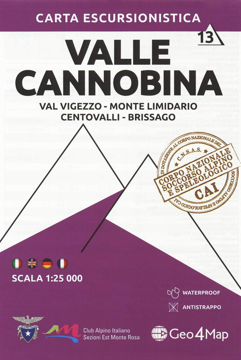 Carta escursionistica Valle Cannobina. Scala 1:25.000. Ediz. italiana, inglese, tedesca e francese (Vol. 13
