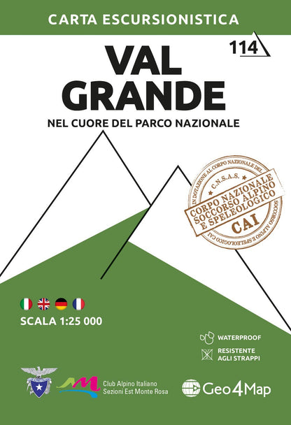 Val Grande. Nel cuore del Parco Nazionale Carta escursionistica 1:25.000. Ediz. multilingue