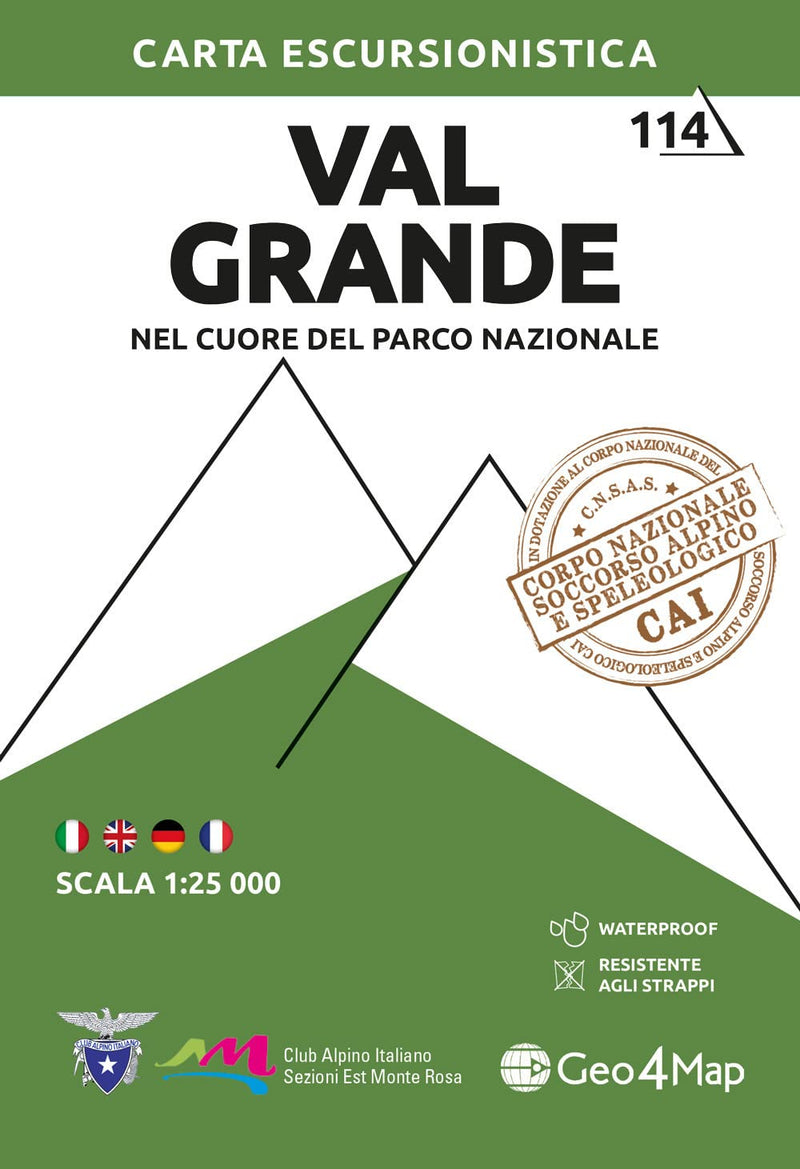 Val Grande. Nel cuore del Parco Nazionale Carta escursionistica 1:25.000. Ediz. multilingue