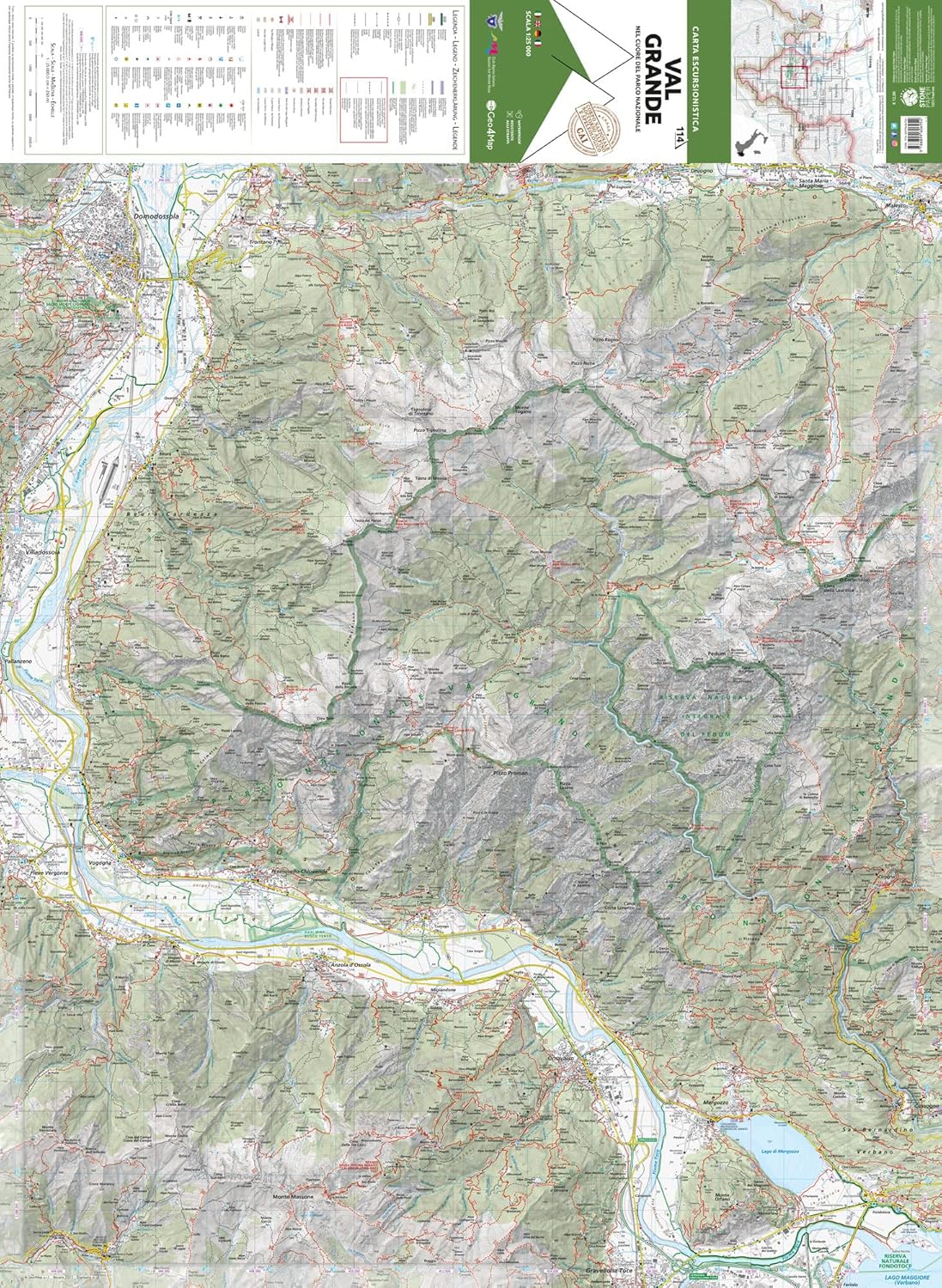 Val Grande. Nel cuore del Parco Nazionale Carta escursionistica 1:25.000. Ediz. multilingue