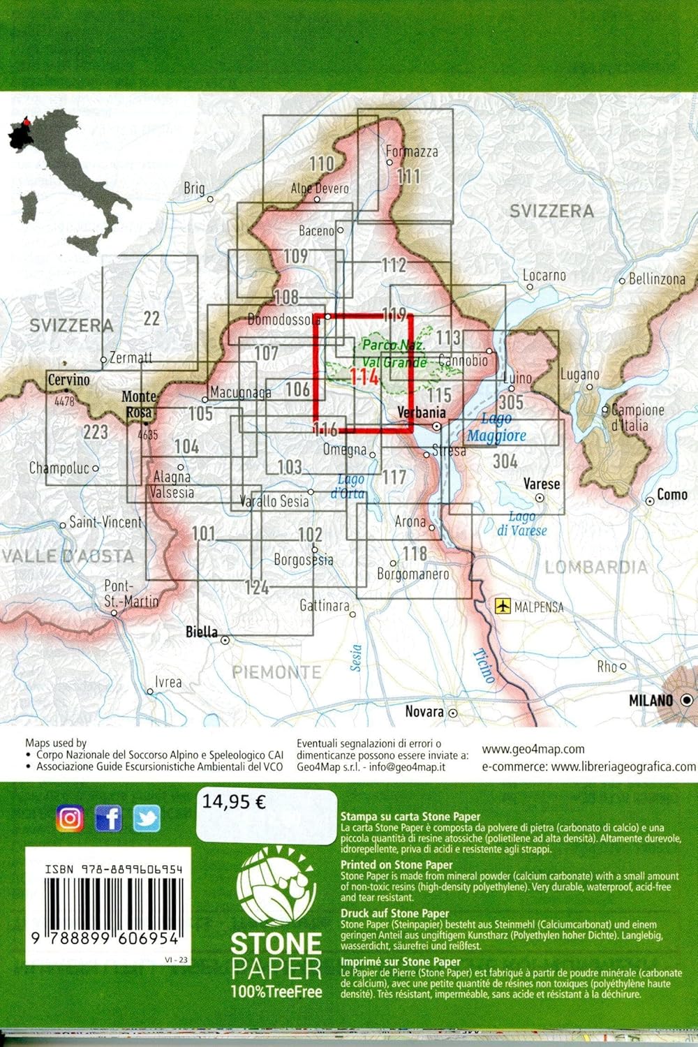 Val Grande. Nel cuore del Parco Nazionale Carta escursionistica 1:25.000. Ediz. multilingue