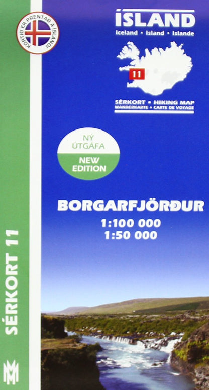 Island Serkort 11 Borgarfjordur 1 : 100 000