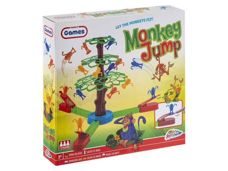 Grafix Monkey Spring! Children's Game for 1 to 3 Players, Colourful Skill Game for Children from 3 Years, Playfully Develop Sensitivity, Fun Party Fun for Children