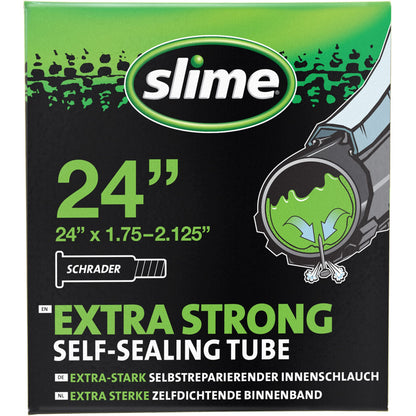 Slime 30082 Chambre à Air de Vélo avec Produit Anti-crevaison, Auto-réparation, Prévention et Réparation, Valve Schrader, 47/57-507 mm (24" x 1,75-2,125"