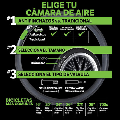 Slime 30082 Chambre à Air de Vélo avec Produit Anti-crevaison, Auto-réparation, Prévention et Réparation, Valve Schrader, 47/57-507 mm (24" x 1,75-2,125"