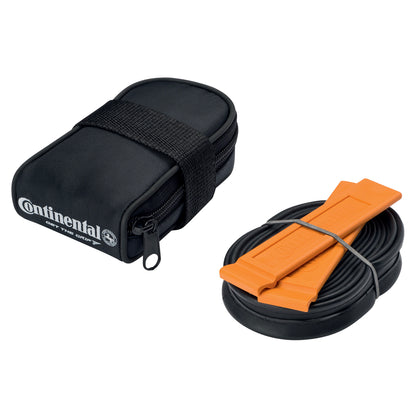 Continental Road Saddle Bag With Race 700 X 20-25 Presta 48Mm Valve Tube And 2 Tyre Levers Black