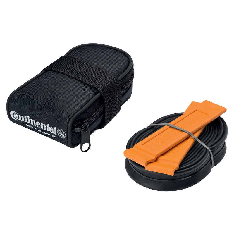 Continental Road Saddle Bag With Race 700 X 20-25 Presta 60Mm Valve Tube And 2 Tyre Levers Black