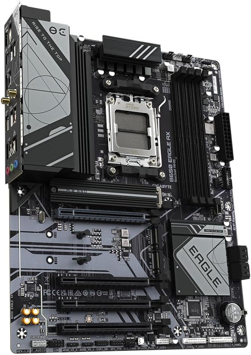 Gigabyte B650 EAGLE AX Motherboard - Supports AMD Ryzen 7000 CPUs, 12+2+2 Phases Digital VRM, up to 7600MHz DDR5 (OC), 1xPCIe 5.0 + 2xPCIe 4.0 M.2, Wi-Fi 6E 802.11ax, GbE LAN, USB 3.2 Gen2