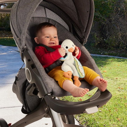 Fisher-Price Baby Sensory Toy Snuggle Up Goose Plush Toy with Jingles for Newborns, Machine Washable, HRB16