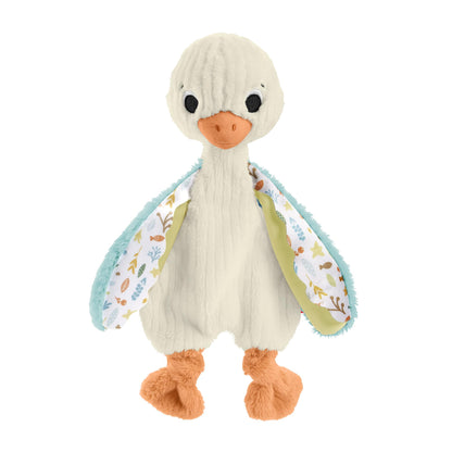 Fisher-Price Baby Sensory Toy Snuggle Up Goose Plush Toy with Jingles for Newborns, Machine Washable, HRB16
