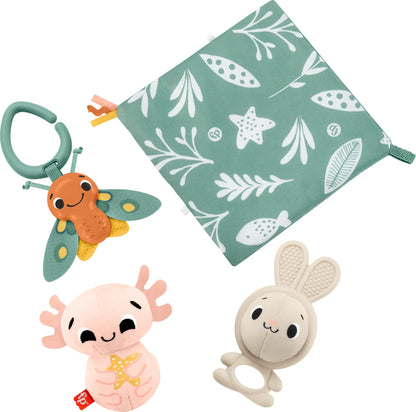 Fisher-Price Baby Sensory Toys So Many Senses Gift Set with Fine Motor Activities For Newborns, 4 Pieces, HRB17