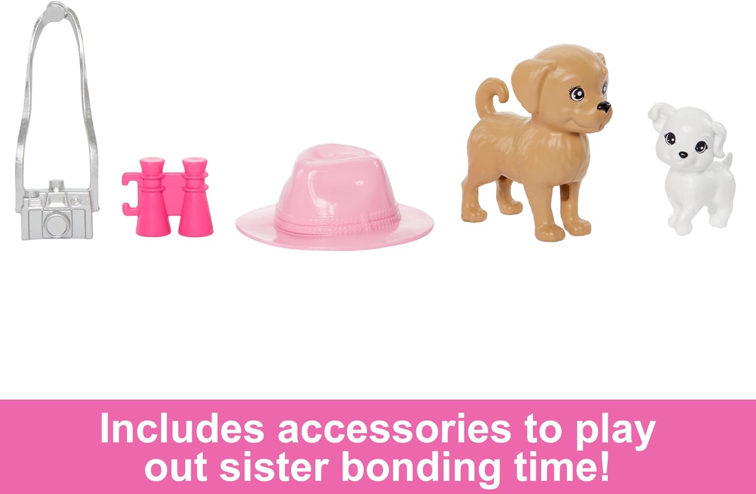 Barbie Pack 2 muñecas Hermanas con Ropa de Verano, Mascotas y Accesorios, de la película Stacie al Rescate, Juguete +3 años (Mattel HRM09