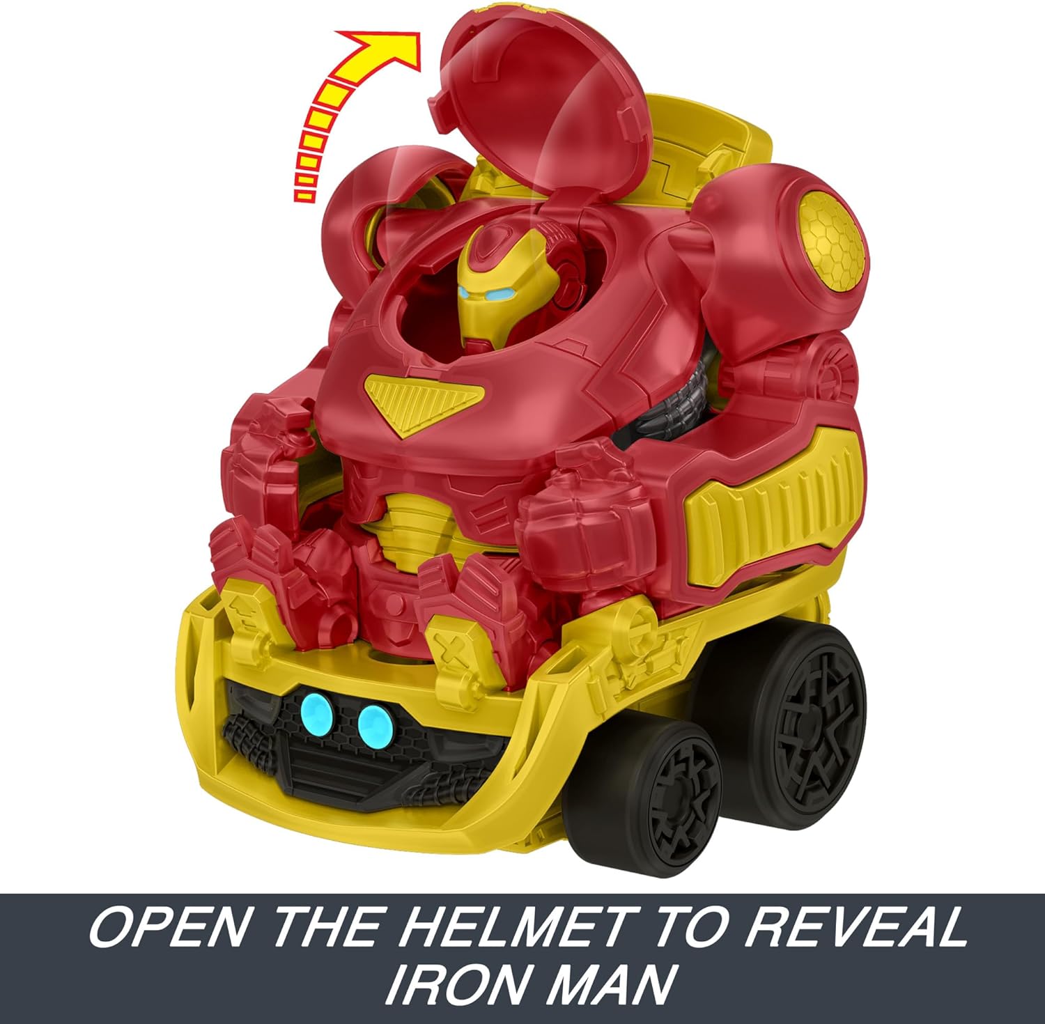 Hot Wheels RacerVerse Marvel Hulkbuster Hauler, Transport & Store Up to 10 Toy Vehicles, Detachable Cab with Flip-Up Helmet & Non-Removable Figure, HRY02