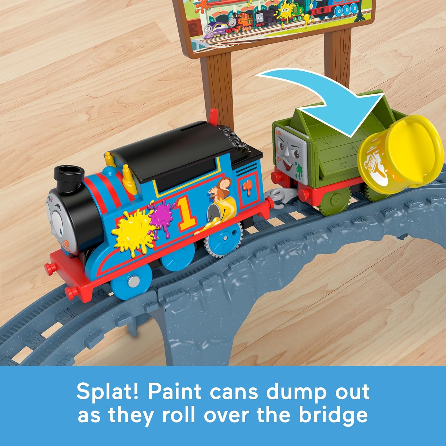 Thomas & Friends Motorized Toy Train Set Paint Delivery with Thomas & Troublesome Truck for Pretend Play Preschool Kids Ages 3+ Years, HTN34