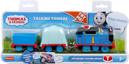 Thomas & Friends Motorized Toy Train Talking Thomas Engine with Sounds Phrases & Cargo for Kids Ages 3+ Years, UK English Version, HWH17