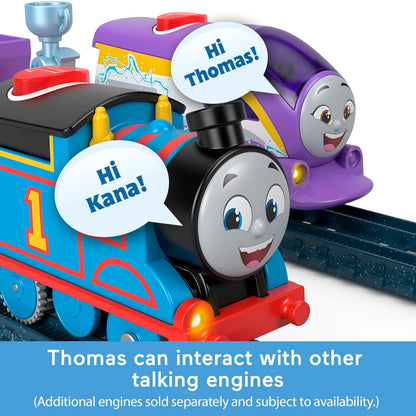 Thomas & Friends Motorized Toy Train Talking Thomas Engine with Sounds Phrases & Cargo for Kids Ages 3+ Years, UK English Version, HWH17