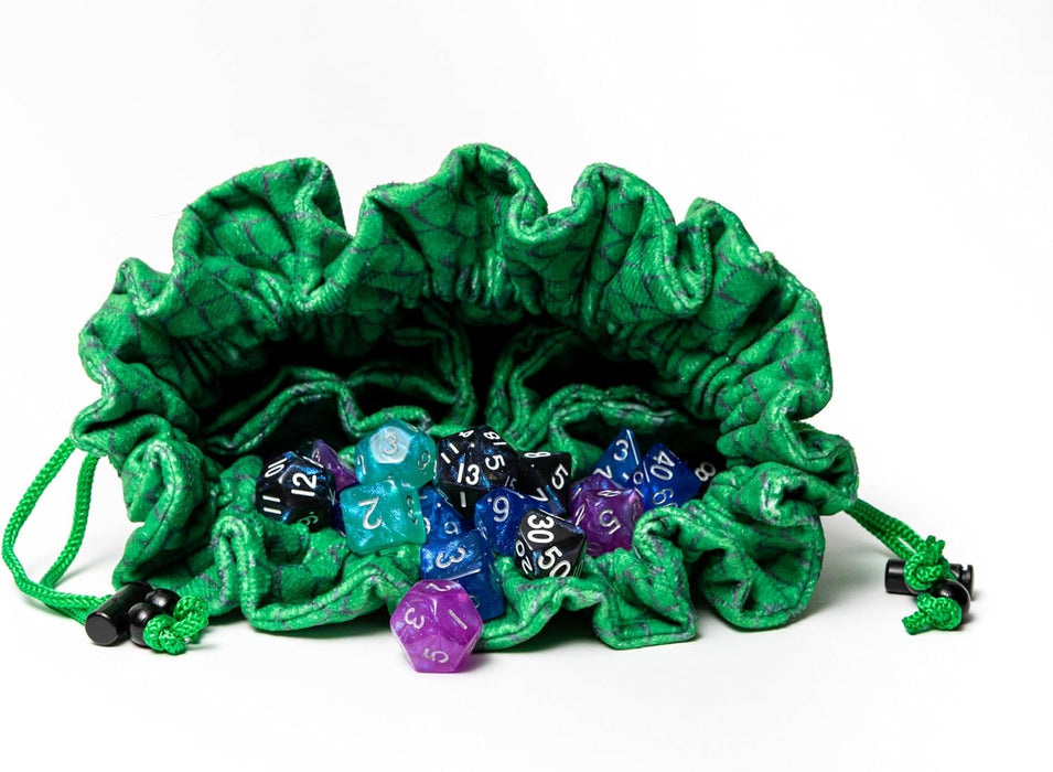Metallic Dice Games FanRoll Dragon StormTM Velvet Compartment Dice Bag: Green Dragon Scales