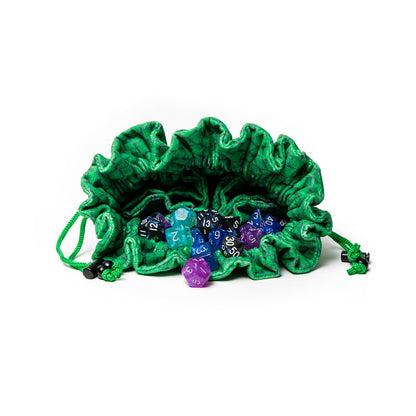 Metallic Dice Games FanRoll Dragon StormTM Velvet Compartment Dice Bag: Green Dragon Scales
