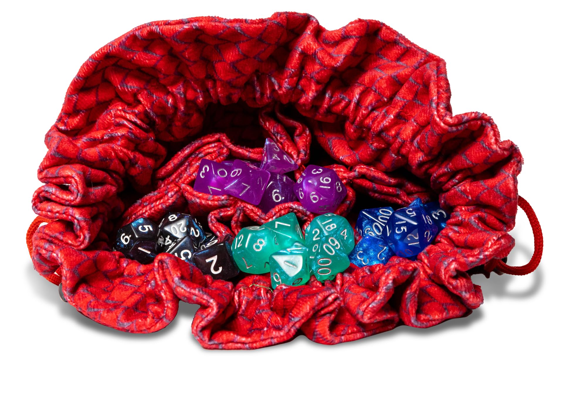 Metallic Dice Games FanRoll Dragon StormTM Velvet Compartment Dice Bag: Red Dragon Scales