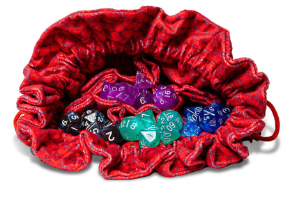 Metallic Dice Games FanRoll Dragon StormTM Velvet Compartment Dice Bag: Red Dragon Scales