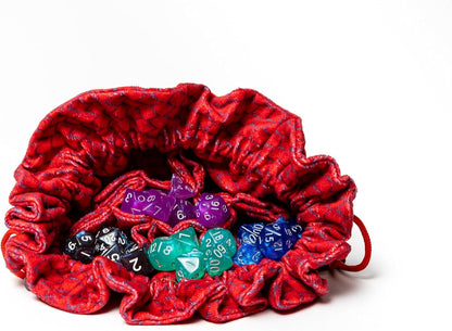 Metallic Dice Games FanRoll Dragon StormTM Velvet Compartment Dice Bag: Red Dragon Scales
