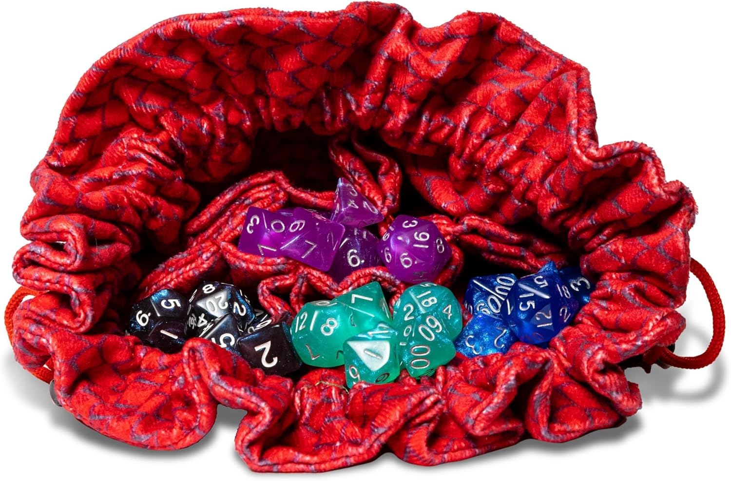 Metallic Dice Games FanRoll Dragon StormTM Velvet Compartment Dice Bag: Red Dragon Scales