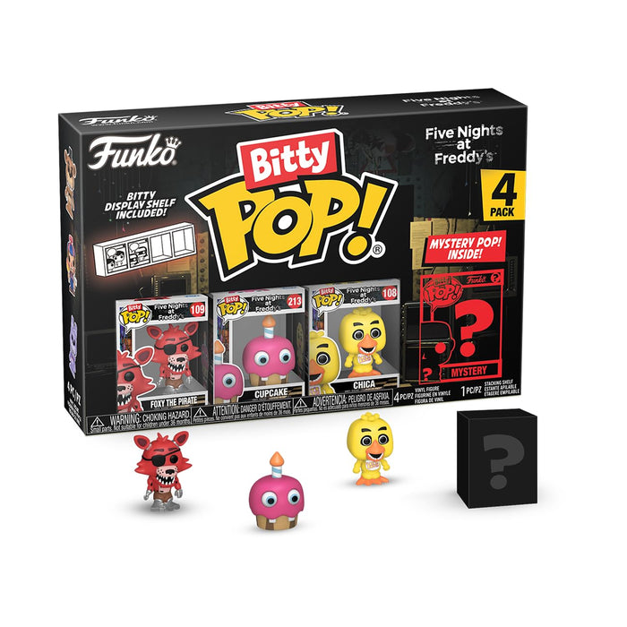 Funko Bitty Pop! Five Nights at Freddy's (FNAF) - Foxy 4PK - Foxy, Cupcake, Chica und eine Überraschungs-Mini-Figur - 0.9 Inch (2.2 cm) Sammlerstück Stapelbares Display-Regal Inklusive