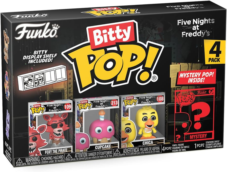 Funko Bitty Pop! Five Nights at Freddy's (FNAF) - Foxy 4PK - Foxy, Cupcake, Chica und eine Überraschungs-Mini-Figur - 0.9 Inch (2.2 cm) Sammlerstück Stapelbares Display-Regal Inklusive