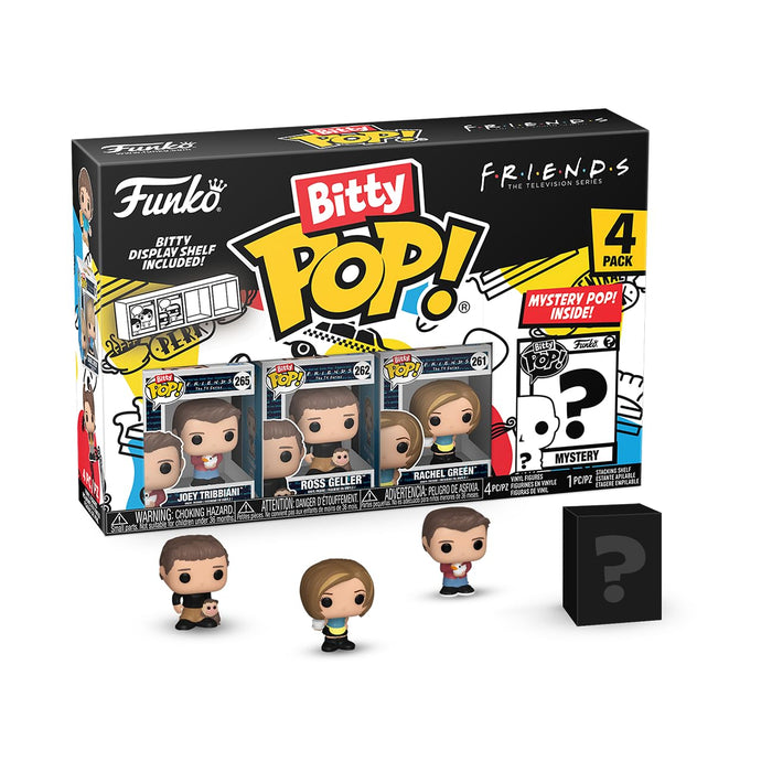 Funko Bitty Pop! Friends Mini Collectible Toys 4-Pack - Joey Tribbiani, Ross Geller, Rachel Green & Mystery Chase Figure (Styles May Vary