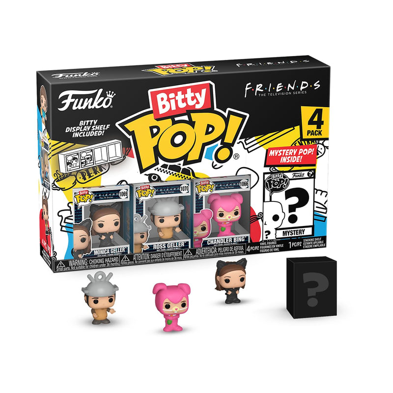Funko Bitty Pop! Friends - Monica As Catwoman 4PK - Monica Geller™ (Halloween Costume), Ross Geller™ (Halloween Costume), Chandler Bing™ (Halloween Costume) and A Surprise Mystery Mini Figure