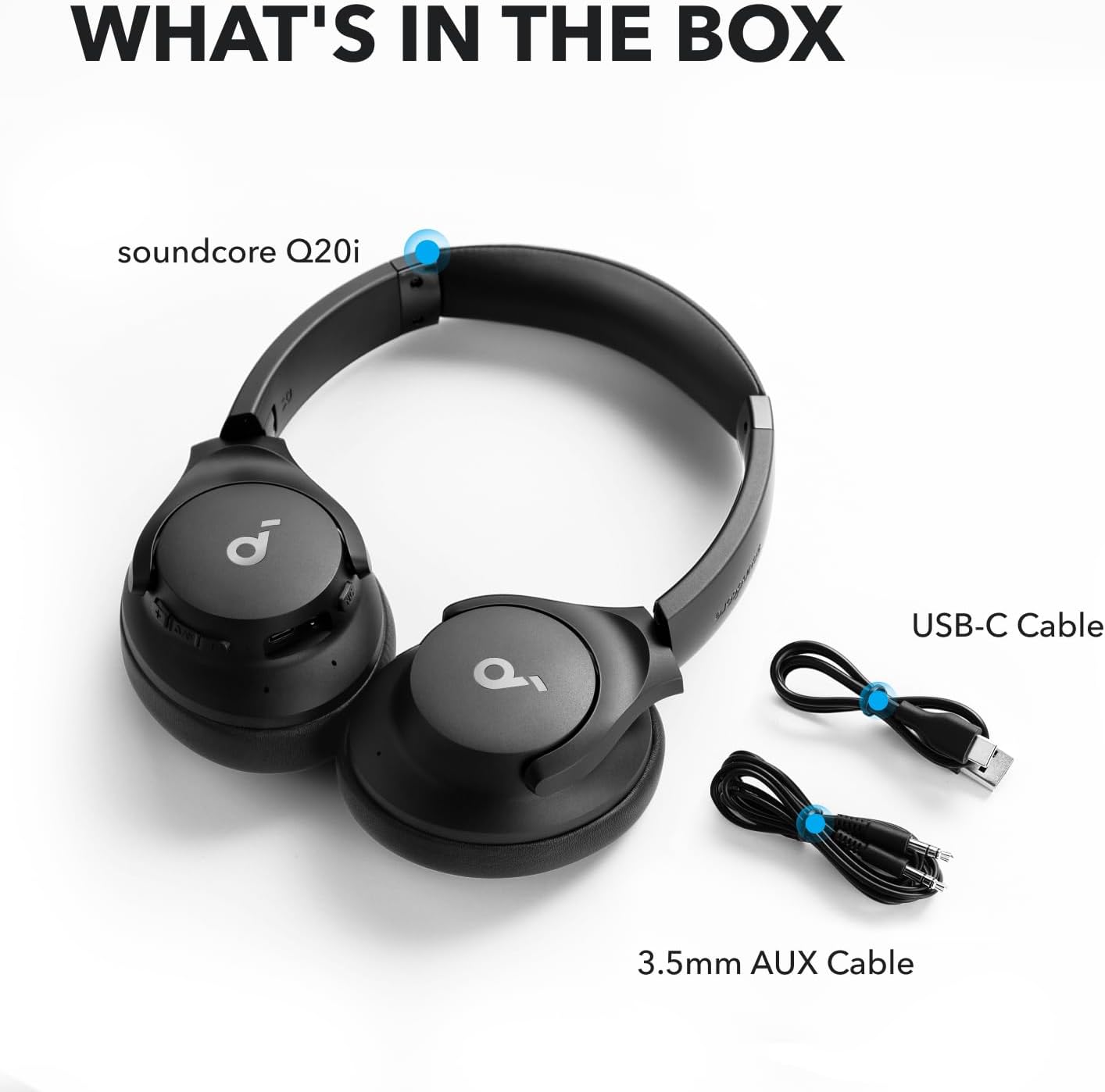 soundcore by Anker Q20i Hybrid Active Noise Cancelling Headphones - Comfortable Fit, Sound, Large Bass, App Customization, Long Playtime, Ideal for Home Use, Gym, Travel