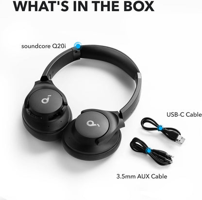 soundcore by Anker Q20i Hybrid Active Noise Cancelling Headphones - Comfortable Fit, Sound, Large Bass, App Customization, Long Playtime, Ideal for Home Use, Gym, Travel